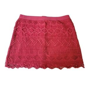 American Eagle Crocheted Dark Pink Skirt Size 10 Crochet Lace Preppy Beach Y2K